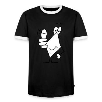 thumbs up - Men's Ringer Shirt - black/white - Front - AI Model Female 172 light (172cm) & AI Model Male 178 light (178cm)