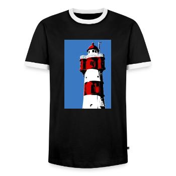 Phare Roter Sand2 - T-shirt contrasté Homme - noir/blanc - Devant - AI Model Female 172 light (172cm) & AI Model Male 178 light (178cm)