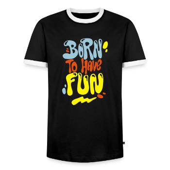 Born to have fun - Männer Kontrast-T-Shirt - Schwarz/Weiß - Vorne - AI Model Female 172 light (172cm) & AI Model Male 178 light (178cm)