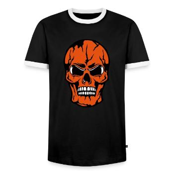 Todeskopf crane halloween - Männer Kontrast-T-Shirt - Schwarz/Weiß - Vorne - AI Model Female 172 light (172cm) & AI Model Male 178 light (178cm)