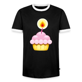 Smiley Cupcake Candle - T-shirt contrasté Homme - noir/blanc - Devant - AI Model Female 172 light (172cm) & AI Model Male 178 light (178cm)