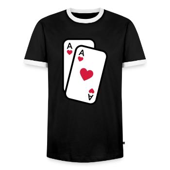 Cartes as de coeur cartes à jouer poker - T-shirt contrasté Homme - noir/blanc - Devant - AI Model Female 172 light (172cm) & AI Model Male 178 light (178cm)