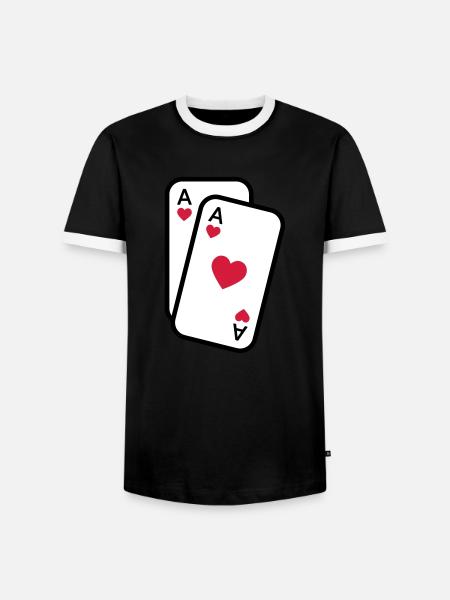 Cartes as de coeur cartes à jouer poker - T-shirt contrasté Homme - noir/blanc