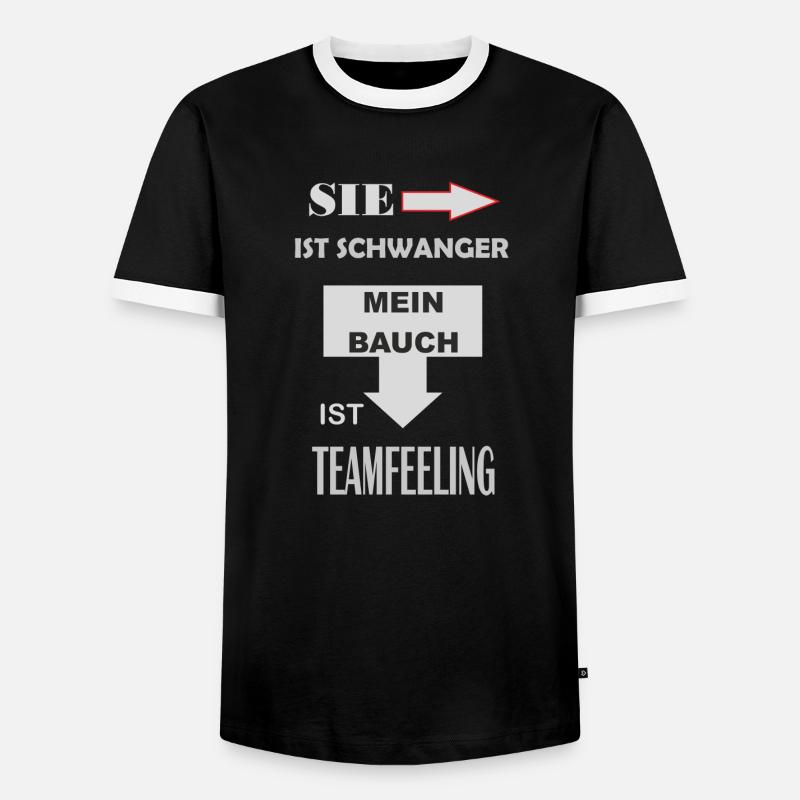 schwanger teamfeeling vater werden - Männer Kontrast-T-Shirt - Schwarz/Weiß
