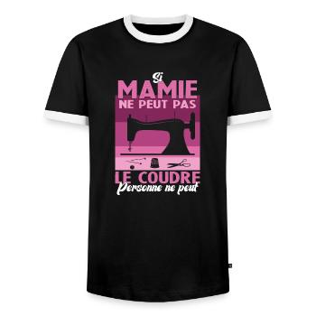 Si Mamie Ne Peut Pas Le Coudre Personne Ne Peut - T-shirt contrasté Homme - noir/blanc - Devant - AI Model Female 172 light (172cm) & AI Model Male 178 light (178cm)