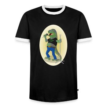 Stand Up Chameleon - Men's Ringer Shirt - black/white - Front - AI Model Female 172 light (172cm) & AI Model Male 178 light (178cm)