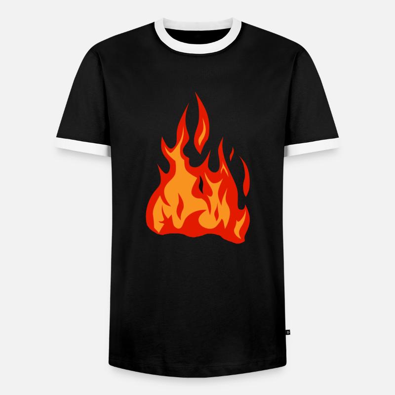 flame fire flame - Men's Ringer Shirt - black/white