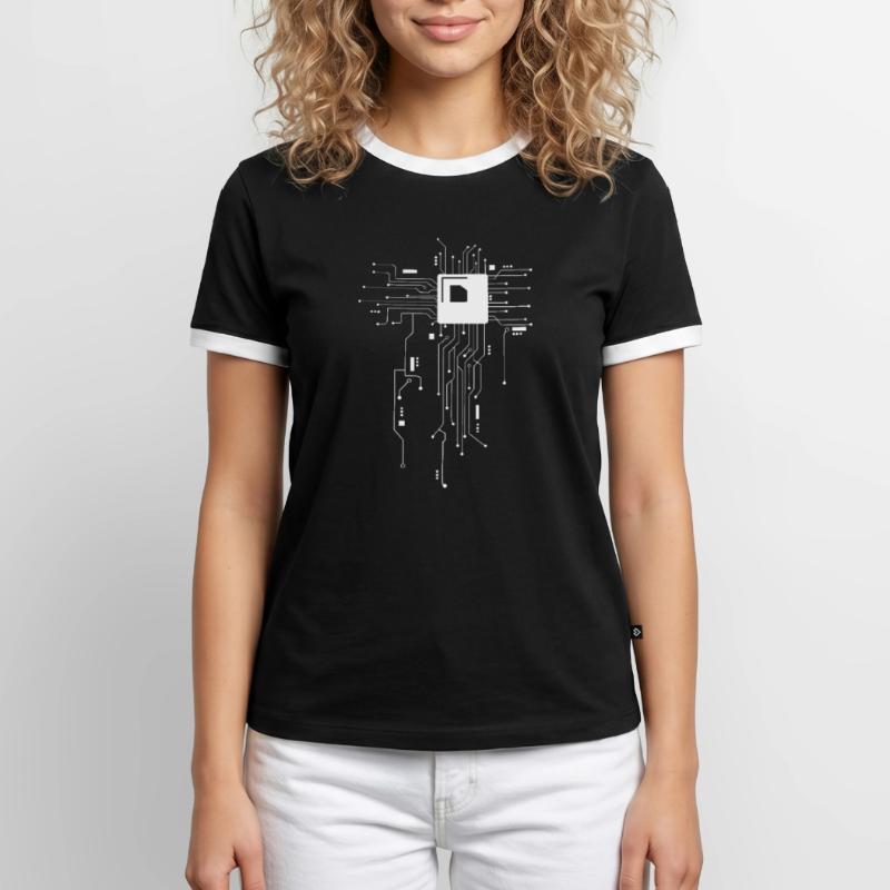 CPU Technik Nerd Computerchip Informatiker Männer Kontrast-T-Shirt