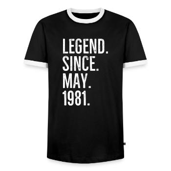 Legende seit Mai 1981 - Männer Kontrast-T-Shirt - Schwarz/Weiß - Vorne - AI Model Female 172 light (172cm) & AI Model Male 178 light (178cm)