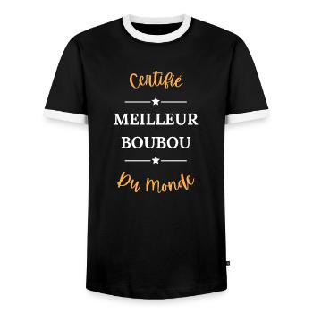 Certifié meilleur boubou du monde - T-shirt contrasté Homme - noir/blanc - Devant - AI Model Female 172 light (172cm) & AI Model Male 178 light (178cm)