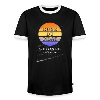 Dune du Pilat 2022 - Sable - T-shirt contrasté Homme - noir/blanc - Devant - AI Model Female 172 light (172cm) & AI Model Male 178 light (178cm)
