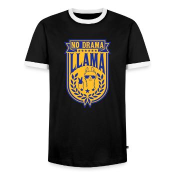 Détendez-vous pas de drame Lama - T-shirt contrasté Homme - noir/blanc - Devant - AI Model Female 172 light (172cm) & AI Model Male 178 light (178cm)