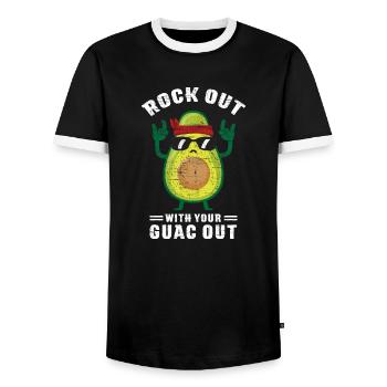 Avokado - Rock Out With Your Guac Out - Männer Kontrast-T-Shirt - Schwarz/Weiß - Vorne - AI Model Female 172 light (172cm) & AI Model Male 178 light (178cm)