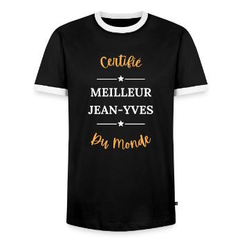 Certifié meilleur jean yves du monde - T-shirt contrasté Homme - noir/blanc - Devant - AI Model Female 172 light (172cm) & AI Model Male 178 light (178cm)