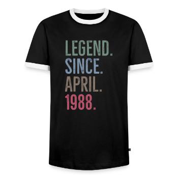 Légende depuis avril 1988 - T-shirt contrasté Homme - noir/blanc - Devant - AI Model Female 172 light (172cm) & AI Model Male 178 light (178cm)