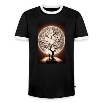 Weltenbaum World Tree Oil - T-shirt contrasté Homme - noir/blanc - Devant - AI Model Female 172 light (172cm) & AI Model Male 178 light (178cm)