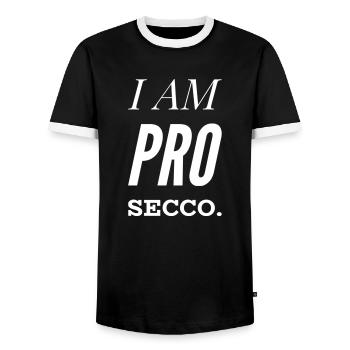I AM PRO SECCO. Prosecco Lover, cool NEW Design!!! - Men's Ringer Shirt - black/white - Front - AI Model Female 172 light (172cm) & AI Model Male 178 light (178cm)