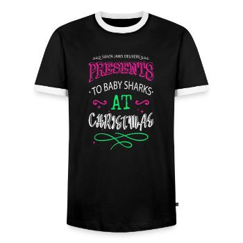 Dinosaurs Computer Bodybuilder Dinosaur Tshirt - Men's Ringer Shirt - black/white - Front - AI Model Female 172 light (172cm) & AI Model Male 178 light (178cm)