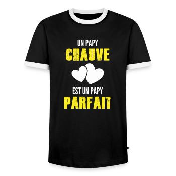 un papy chauve est un papy parfait / grand-père - T-shirt contrasté Homme - noir/blanc - Devant - AI Model Female 172 light (172cm) & AI Model Male 178 light (178cm)