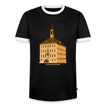 Bischofswerda Rathaus Oberlausitz Sachsen - Männer Kontrast-T-Shirt - Schwarz/Weiß - Vorne - AI Model Female 172 light (172cm) & AI Model Male 178 light (178cm)