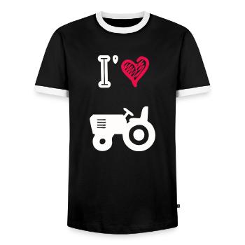 Ich liebe Traktoren - Männer Kontrast-T-Shirt - Schwarz/Weiß - Vorne - AI Model Female 172 light (172cm) & AI Model Male 178 light (178cm)