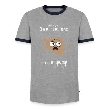 Be afraid do it anyway - Männer Kontrast-T-Shirt - Grau/Navy  - Vorne - AI Model Female 172 light (172cm) & AI Model Male 178 light (178cm)