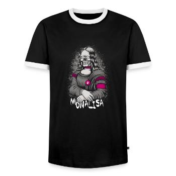 Mona Lisa - Men's Ringer Shirt - black/white - Front - AI Model Female 172 light (172cm) & AI Model Male 178 light (178cm)