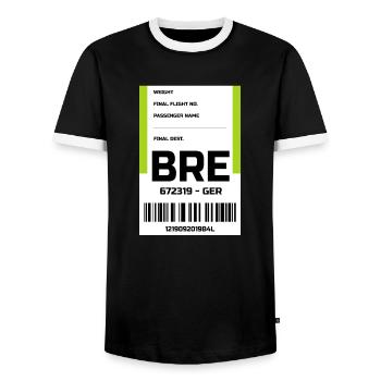 Flughafen Reise Etikett Aufkleber Bremen BRE - Männer Kontrast-T-Shirt - Schwarz/Weiß - Vorne - AI Model Female 172 light (172cm) & AI Model Male 178 light (178cm)