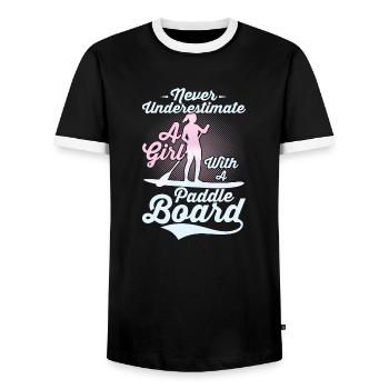 Never Underestimate A Girl With A Paddle Board SUP - Men's Ringer Shirt - black/white - Front - AI Model Female 172 light (172cm) & AI Model Male 178 light (178cm)