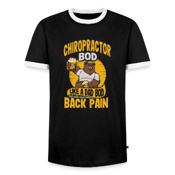 Chiropractor Bod Like A Dad Bod Funny Chiro - Men's Ringer Shirt - black/white - Front - AI Model Female 172 light (172cm) & AI Model Male 178 light (178cm)