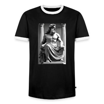 Zeus II - Männer Kontrast-T-Shirt - Schwarz/Weiß - Vorne - AI Model Female 172 light (172cm) & AI Model Male 178 light (178cm)