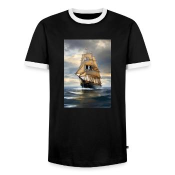 Voilier - T-shirt contrasté Homme - noir/blanc - Devant - AI Model Female 172 light (172cm) & AI Model Male 178 light (178cm)