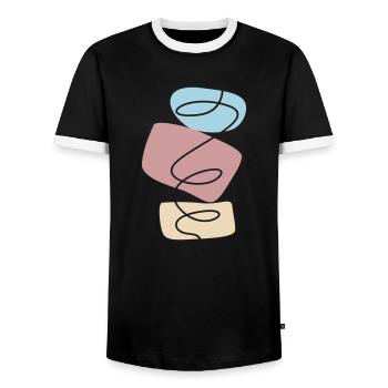 Abstract Design Stacking Stones - Men's Ringer Shirt - black/white - Front - AI Model Female 172 light (172cm) & AI Model Male 178 light (178cm)