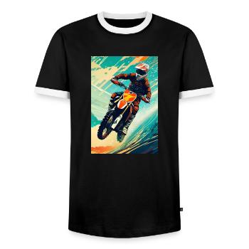 Motocross I - T-shirt contrasté Homme - noir/blanc - Devant - AI Model Female 172 light (172cm) & AI Model Male 178 light (178cm)
