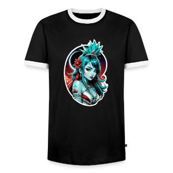 Indische Prinzessin - Aztek - Männer Kontrast-T-Shirt - Schwarz/Weiß - Vorne - AI Model Female 172 light (172cm) & AI Model Male 178 light (178cm)