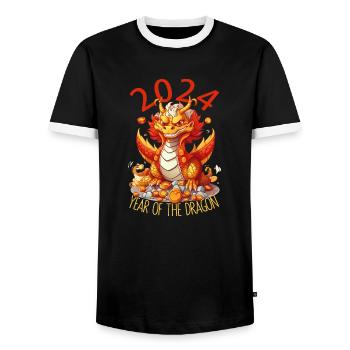 Year Of The Dragon Happy Chinese New Year 2024 - Männer Kontrast-T-Shirt - Schwarz/Weiß - Vorne - AI Model Female 172 light (172cm) & AI Model Male 178 light (178cm)