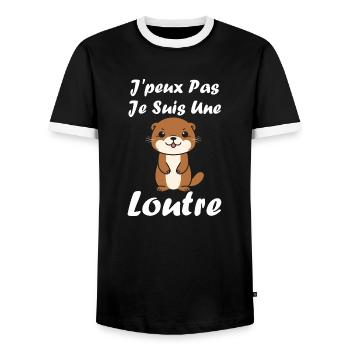 Humour petite loutre - T-shirt contrasté Homme - noir/blanc - Devant - AI Model Female 172 light (172cm) & AI Model Male 178 light (178cm)