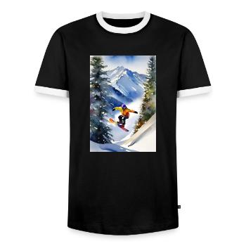 Snowboarder I - Männer Kontrast-T-Shirt - Schwarz/Weiß - Vorne - AI Model Female 172 light (172cm) & AI Model Male 178 light (178cm)