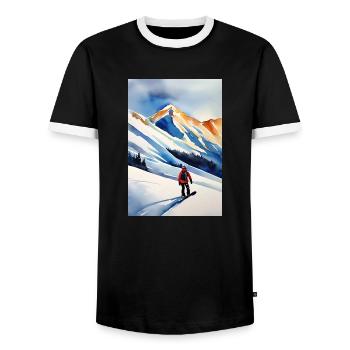 Snowboarder II - Männer Kontrast-T-Shirt - Schwarz/Weiß - Vorne - AI Model Female 172 light (172cm) & AI Model Male 178 light (178cm)