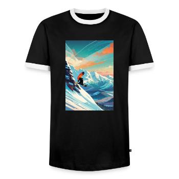 Snowboarder III - Männer Kontrast-T-Shirt - Schwarz/Weiß - Vorne - AI Model Female 172 light (172cm) & AI Model Male 178 light (178cm)