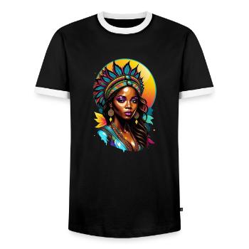 Afro Frau - Schönheit - Männer Kontrast-T-Shirt - Schwarz/Weiß - Vorne - AI Model Female 172 light (172cm) & AI Model Male 178 light (178cm)
