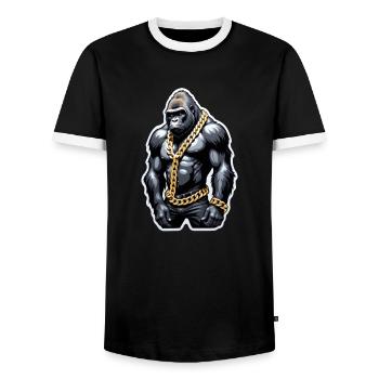 Gorilla mit Goldkette - Männer Kontrast-T-Shirt - Schwarz/Weiß - Vorne - AI Model Female 172 light (172cm) & AI Model Male 178 light (178cm)
