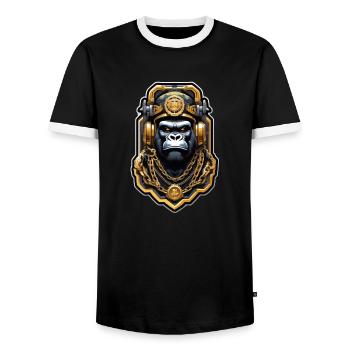 Gorilla mit Goldkette - Männer Kontrast-T-Shirt - Schwarz/Weiß - Vorne - AI Model Female 172 light (172cm) & AI Model Male 178 light (178cm)