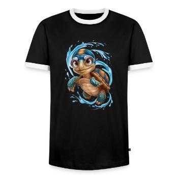 Bonne baignade tortue ! - T-shirt contrasté Homme - noir/blanc - Devant - AI Model Female 172 light (172cm) & AI Model Male 178 light (178cm)