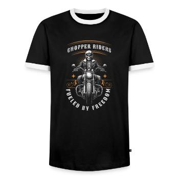 Chopper Riders - fueled by freedom Motorcyclists - Men's Ringer Shirt - black/white - Front - AI Model Female 172 light (172cm) & AI Model Male 178 light (178cm)