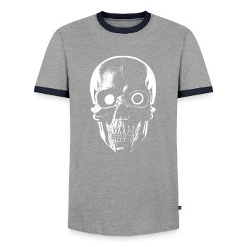 Crâne de cyborg de science-fiction - T-shirt contrasté Homme - gris/marine  - Devant - AI Model Female 172 light (172cm) & AI Model Male 178 light (178cm)