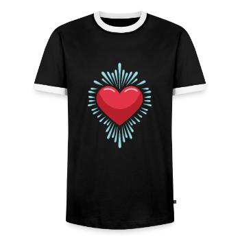 Herz - Explosive Liebe - Männer Kontrast-T-Shirt - Schwarz/Weiß - Vorne - AI Model Female 172 light (172cm) & AI Model Male 178 light (178cm)