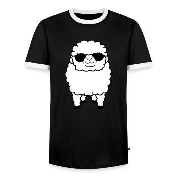 Sheep Sunglasses Party Sheep Lamb Cute Cool - Men's Ringer Shirt - black/white - Front - AI Model Female 172 light (172cm) & AI Model Male 178 light (178cm)