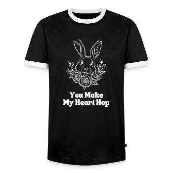 You Make My Heart Hop - Men's Ringer Shirt - black/white - Front - AI Model Female 172 light (172cm) & AI Model Male 178 light (178cm)