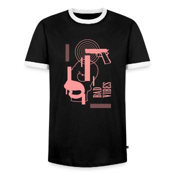 Bad Vibes - Männer Kontrast-T-Shirt - Schwarz/Weiß - Vorne - AI Model Female 172 light (172cm) & AI Model Male 178 light (178cm)